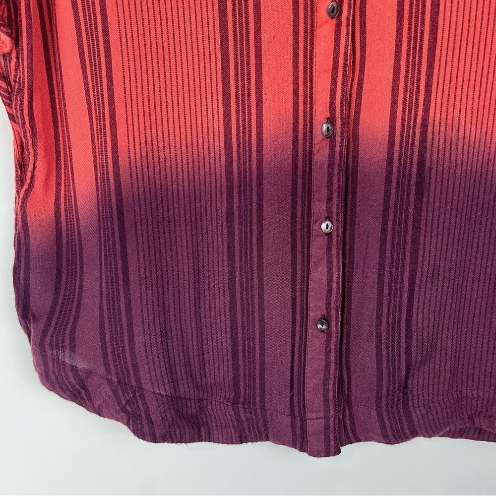 Free People Ombré Short Sleeve Button Up Shirt XS Small Oversized - Picture 4 of 8